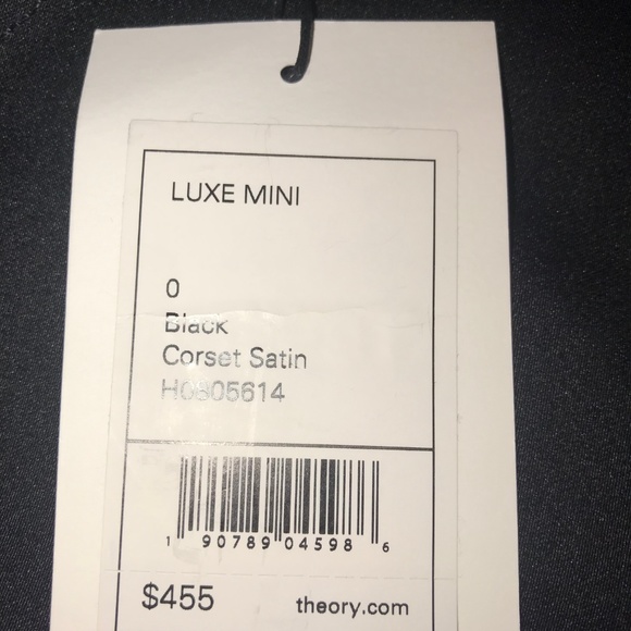 Theory NWT Black Corset Satin Mini Dress Sz 0 $455 - Picture 7 of 8